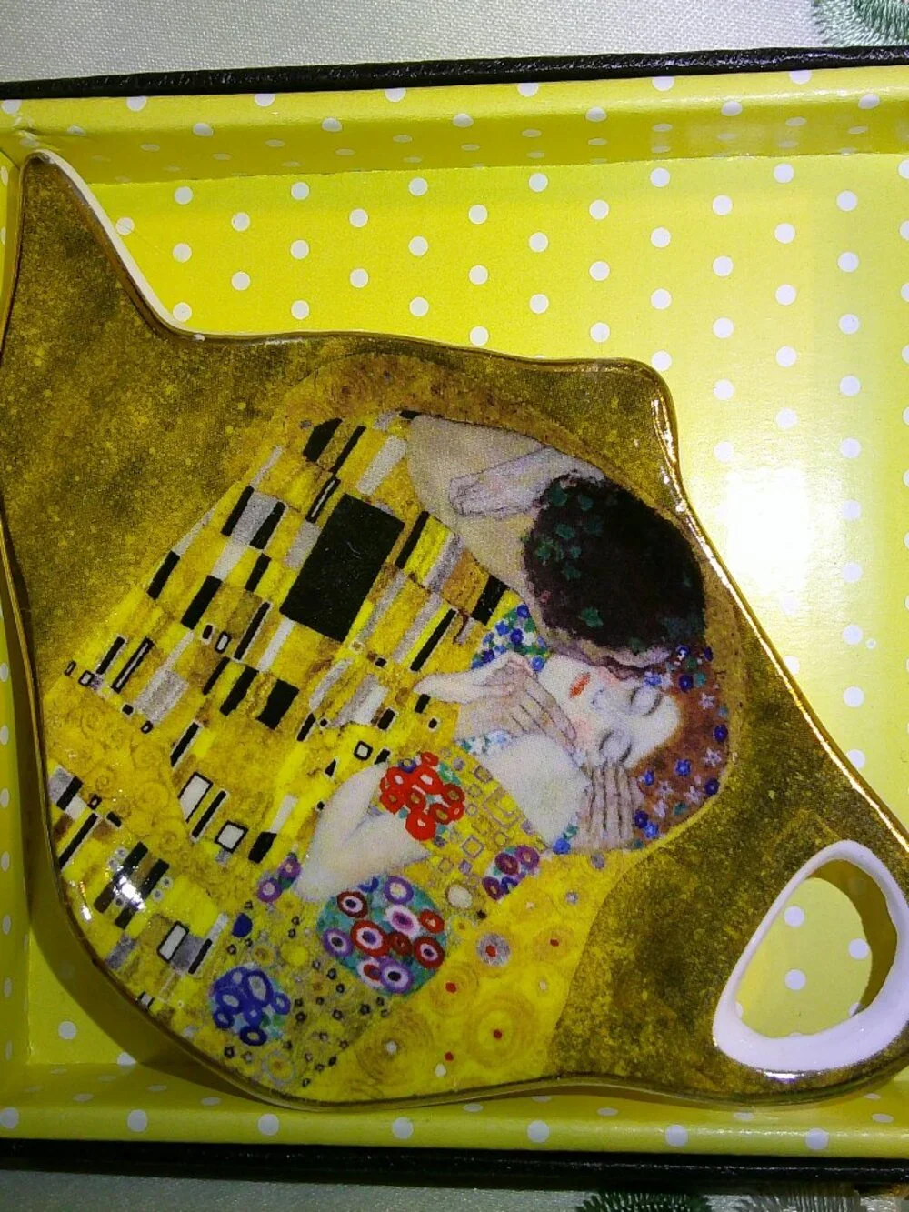 Gustav Klimt Painting The Kiss Tea Bag Holder from Belvedere Museum New in Box